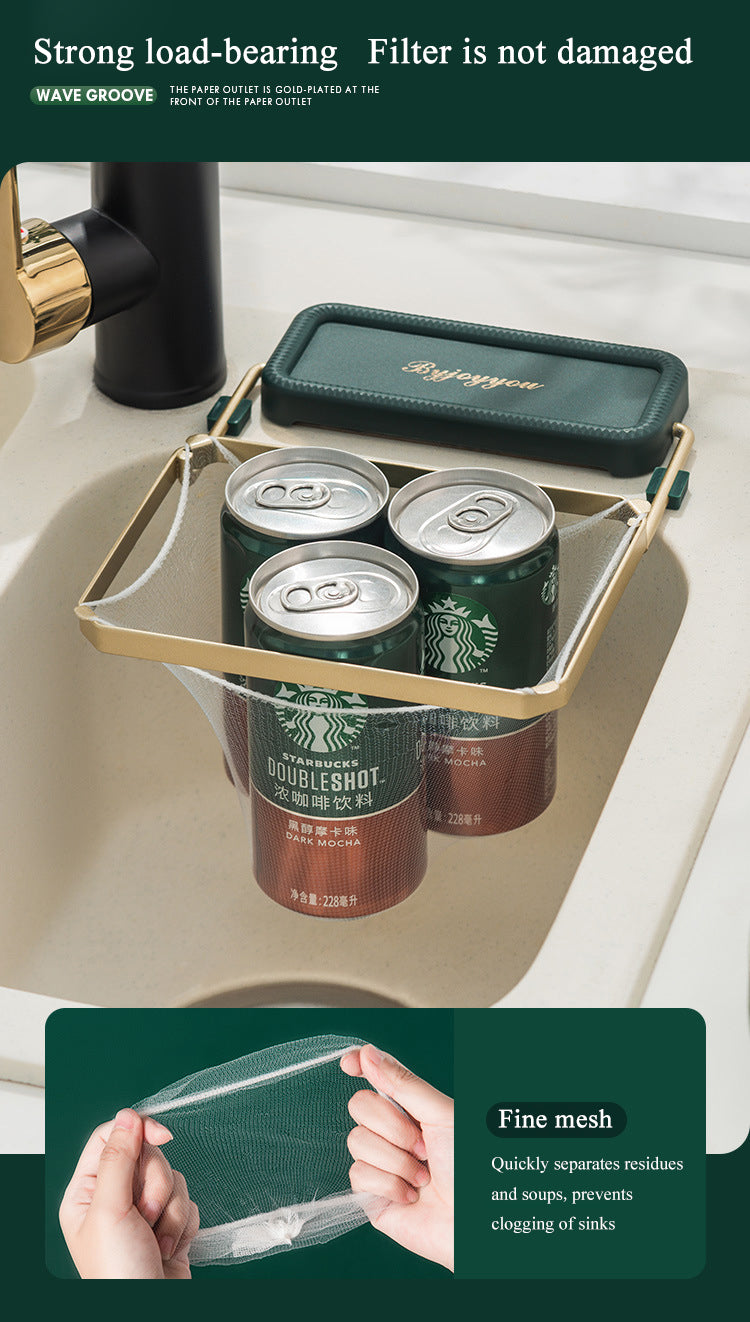 Sink Filter Rack Kitchen Foldable Sink Strainer Mesh Bag Stand Waste Garbage Net Shelf Anti-Clogging Disposable Garbage Mesh Bag